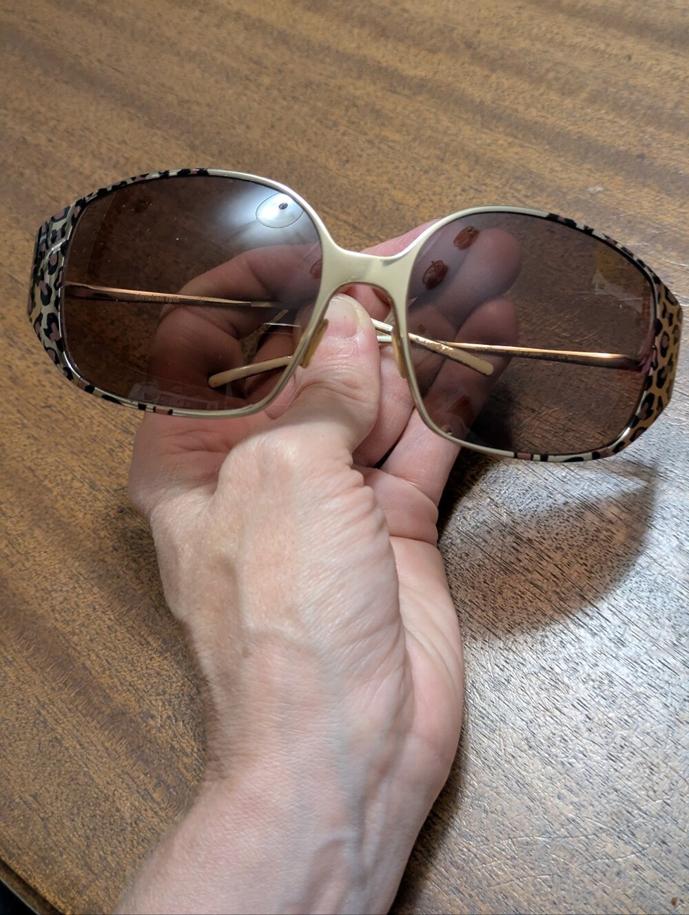 Vintage Christian Roth Sunglasses.  Pure Titanium, Leopard Print & Lightweight.